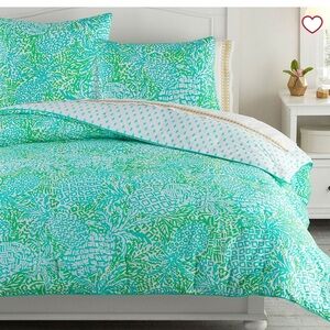 Lilly Pulitzer Pottery Barn Pineapple/Fish Print Full/Queen Sz W/2Shams